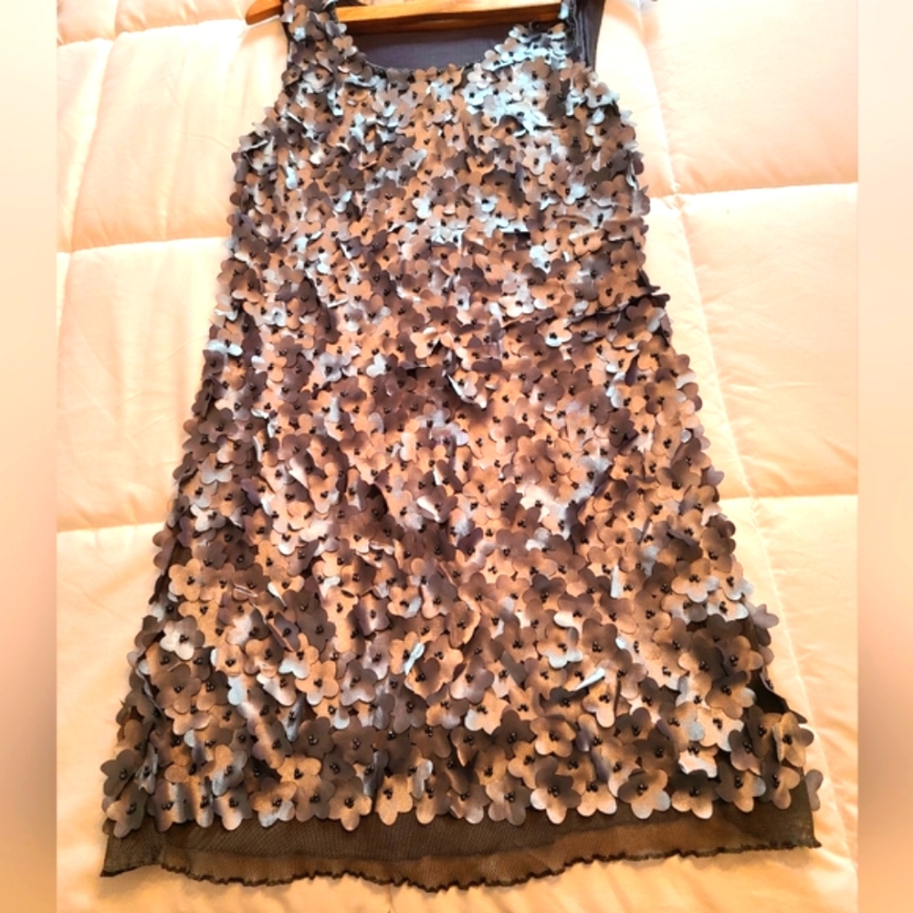 Flower scallopped shimmery tunic Dress